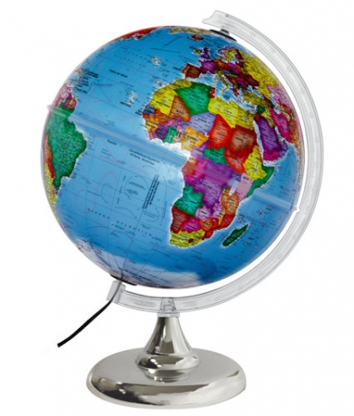Globo Terrestre 30cm: Prisma - Base cromo com iluminação multicolor led - Controle remoto