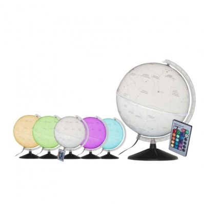 Globo Celeste 30cm: Cielo Branco - Iluminado led color com controle remoto - Base cromada