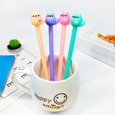 Caneta gel escrita fina Gatinho Pusheen coração avulsa