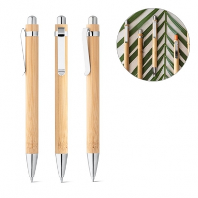 Caneta esferográfica ecológica bambu ponta 1.0 avulsa