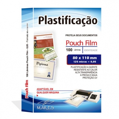 Plástico refil plastificação polaseal 80x110mm 125 micras 0.05mm 100 fls