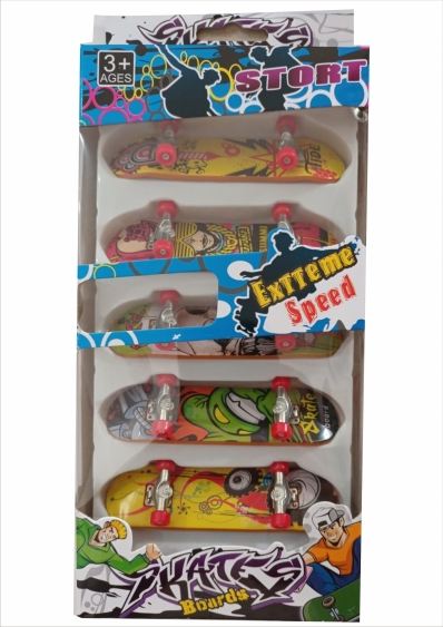 Kit 5 Skate De Dedo Mini Fingerboard Truck Metal Com Lixa