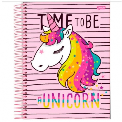 Caderno capa dura universitário 1x1 96 fls 200x275mm Time To Be Unicorn