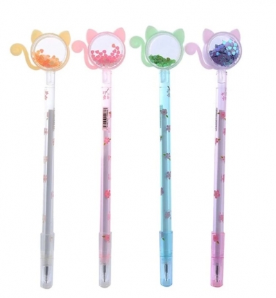 Caneta gel lantejoulas gatinho avulsa