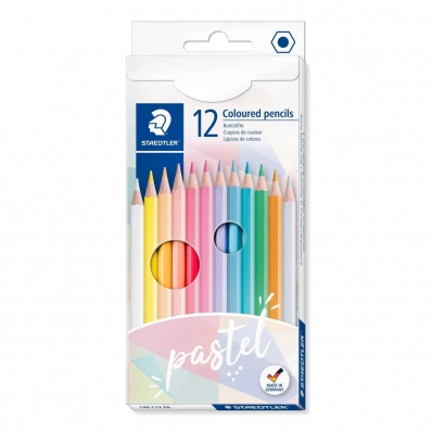 Lápis de cor pastel 12 cores sextavado
