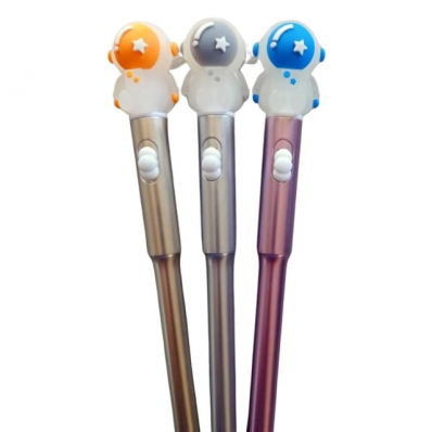Caneta gel com led Astronauta cores avulsa