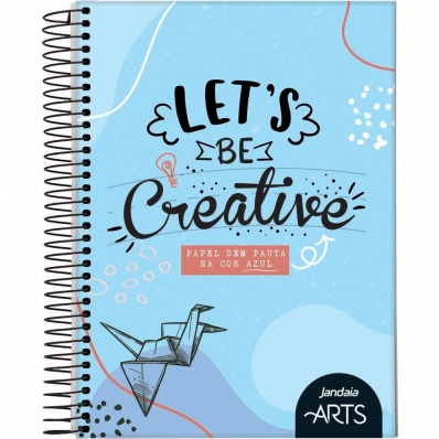 Caderno capa dura colegial sem pauta 1x1 80 fls azul arts