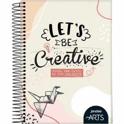 Caderno capa dura colegial sem pauta 1x1 80 fls Off White arts