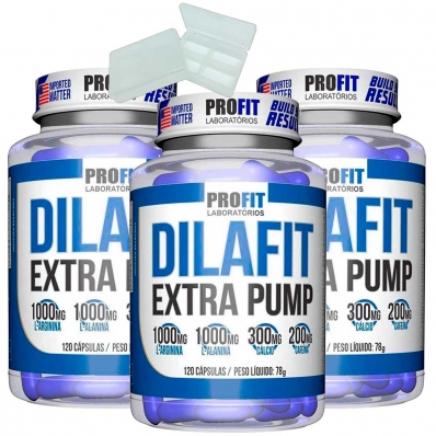 KIT 3X DILAFIT EXTRA PUMP 120 CÁPSULAS PROFIT + PORTA CÁPSULAS