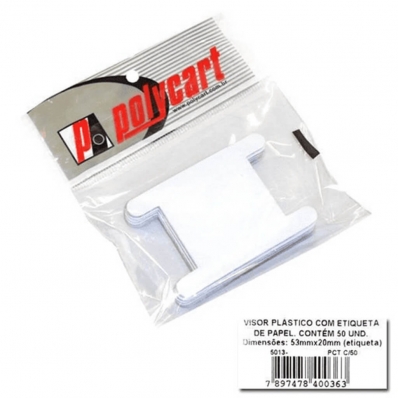 Visor plástico com etiqueta de papel 53x20mm para pasta suspensa 50 und