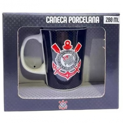 Caneca Porcelana Premium BrasFoot Corinthians 280 ML Licenciada Branco