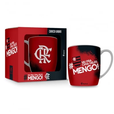 Caneca Porcelana Premium BrasFoot Flamengo5 360 ML Urban Licenciada Branco