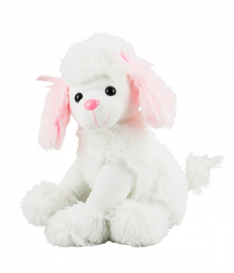 Cachorro Poodle Branco Sentado 27cm - Pelúcia