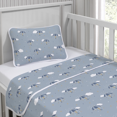 Jogo de Cama Tecebem Baby Malha Estampado Zoe 3 Peças Branco