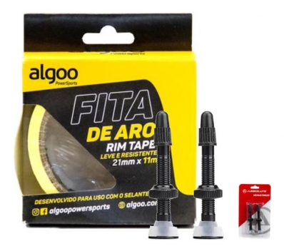 Fita De Aro Tubeless Algoo 21mm + Bico Tubeless Absolute 