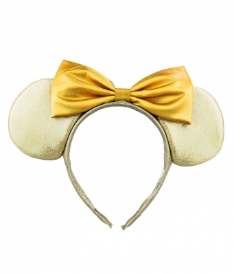 Tiara Dourada Orelhas Laço Minnie 20x25cm - Disney