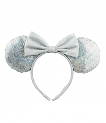 Tiara Prateada Orelhas Laço Minnie 20x25cm - Disney