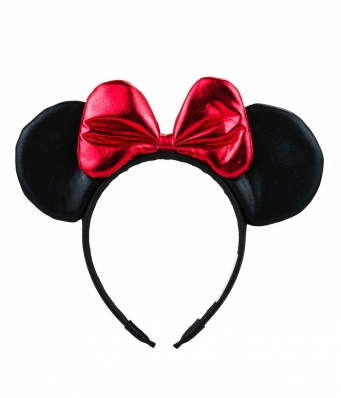 Tiara Preta Orelhas Laço Vermelho Minnie 20x25cm - Disney