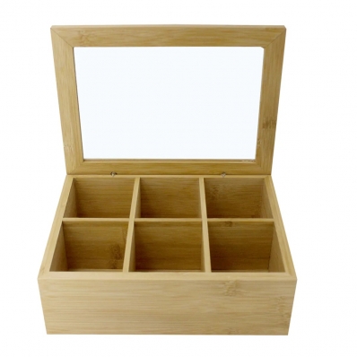 Caixa Organizadora em Bambu com 6 Divisórias 22x18x7,5cm