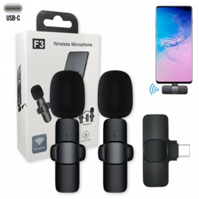 Microfone Lapela Bluetooth C/ Microfones Type C -TC-F3 - X-Cell