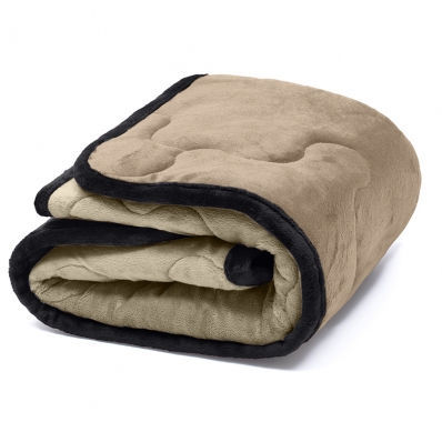 Edredom Plush para Pet Bouton Microfibra Flannel Dupla Face 80cm x 90cm Khaki