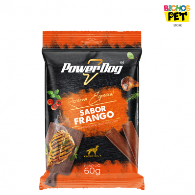 Petiscos para Caes Adultos Bifinhos PowerDog Sabor Frango 60g