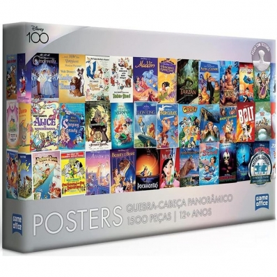 Quebra-cabeça panorâmico Disney 100 Anos posters 1500 peças