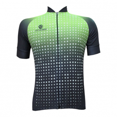 CAMISA CICLISMO MAXPLUS CARBON VERDE (ZIPER TOTAL)
