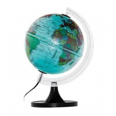 Globo Terrestre 21cm: Aquarela Político - Verde iluminado led branco bivolt - Base preta