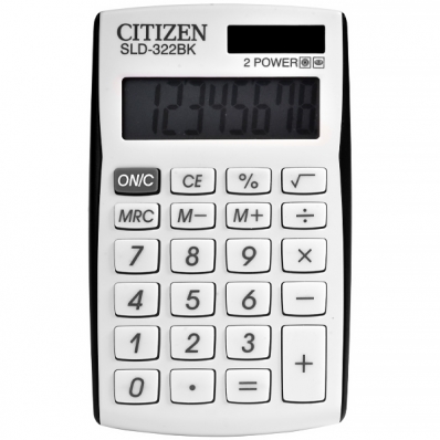 Calculadora Citizen SLD-322BK de 8 Digitos - Branco/Preto