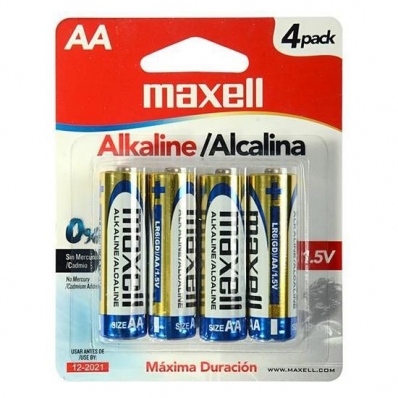 Pilha AAA Maxell Alkalina PACK-4