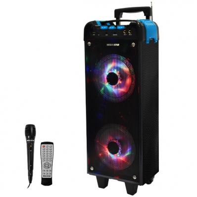 Caixa de Som Megastar HY-K70BTA 1.500 Watts P.M.P.O e USB Bivolt - Preta/Azul