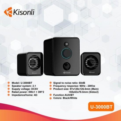 Caixa de Som Kisonli U3000BT Subwoofer 2.1