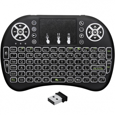 Mini Teclado QWERTYI8 2.4GHZ com Alcance de Ate 10 Metros - Preto