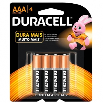 Pilha AAA Duracell Alcalina PACK-4