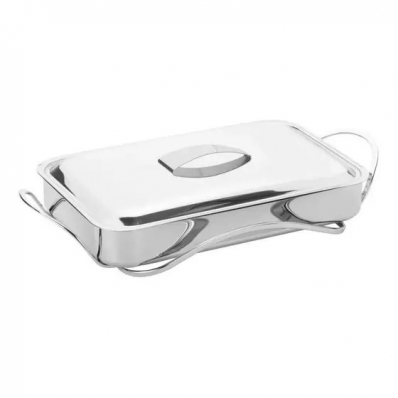 Assadeira em Aço Inox com Suporte 9,5 x 25 x 48cm 