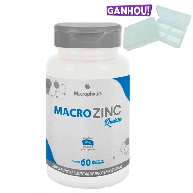KIT ZINCO QUELATO 28MG 60 CÁPSULAS MACROPHYTUS + PORTA CÁPSULAS