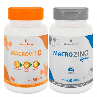 KIT VITAMINA C 1G 60 CAPS + ZINCO QUELATO 60 CAPS MACROPHYTUS