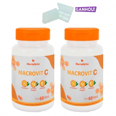 KIT 2X VITAMINA C MACROVIT 1G 60 CÁPSULAS MACROPHYTUS + PORTA CÁPSULAS