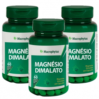 KIT 3X MAGNÉSIO DIMALATO 60 CÁPSULAS MACROPHYTUS