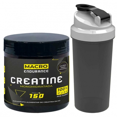 KIT CREATINA 100% PURA 150G MACROPHYTUS + COQUETELEIRA 600ML