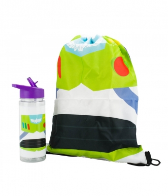 Garrafa Buzz Lightyear Toy Story 450ml Mochila Tipo Saco 30x43cm - Disney