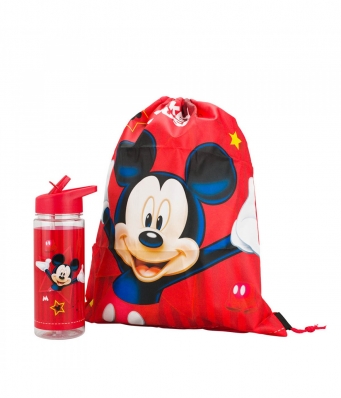 Garrafa Mickey 450ml Mochila Tipo Saco 30x43cm - Disney