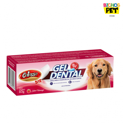 Gel Dental para Cães e Gatos Colosso Pet Morango 60g