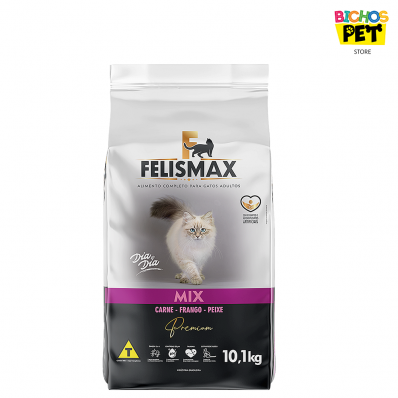 Alimento para Gatos Adultos Ração Felismax Premium Mix Carne, Frango e Peixe 10,1 kg