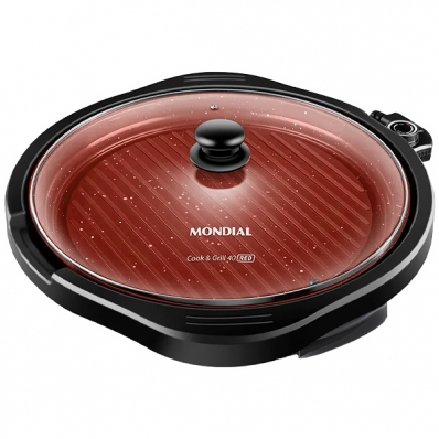 Grill Mondial Cook & Grill 40 Red G-03-RC 1.270 Watts Antiaderente 220V ~ 50/60 HZ - Preto/Vermelho