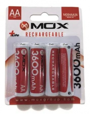 Pilha AA Recarregavel Mox AA X4 3600MAH