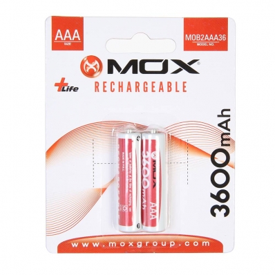 Pilha AAA Mox c/2 3600MAH Recarregavel
