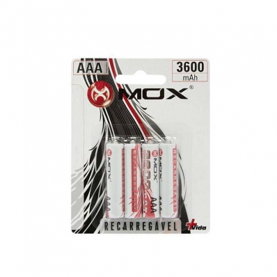 Pilha AAA Mox c/4 3600MAH Recarregavel