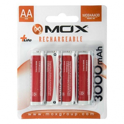 Pilha Mox AA c/4 3000MAH Recarregavel